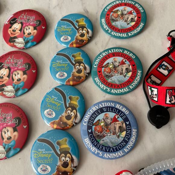 Disney Magic Kingdom Collectors Pin Keychains Lanyard Gold Mickey Ears straw lot - Picture 5 of 8